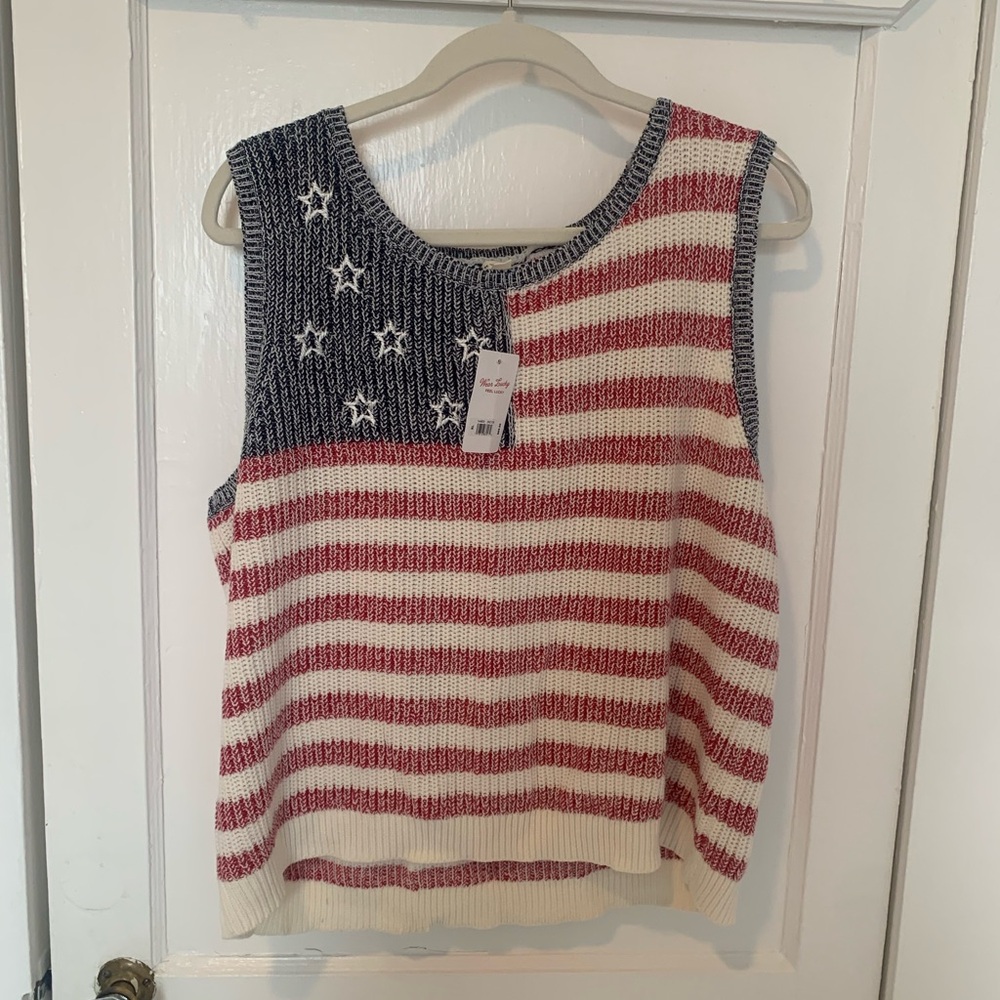 LUCKY BRAND red white & blue tank